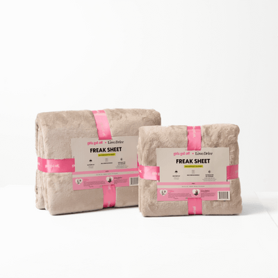 Girls Get Off Love Drive Freaksheet waterproof blanket in small and large size with packaging