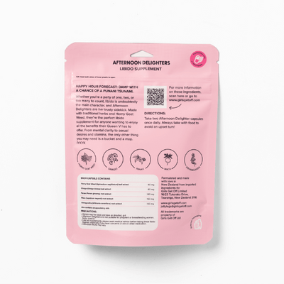 Girls Get Off Afternoon Delighters Libidi Supplement Product Facts At The Back Of The Packaging