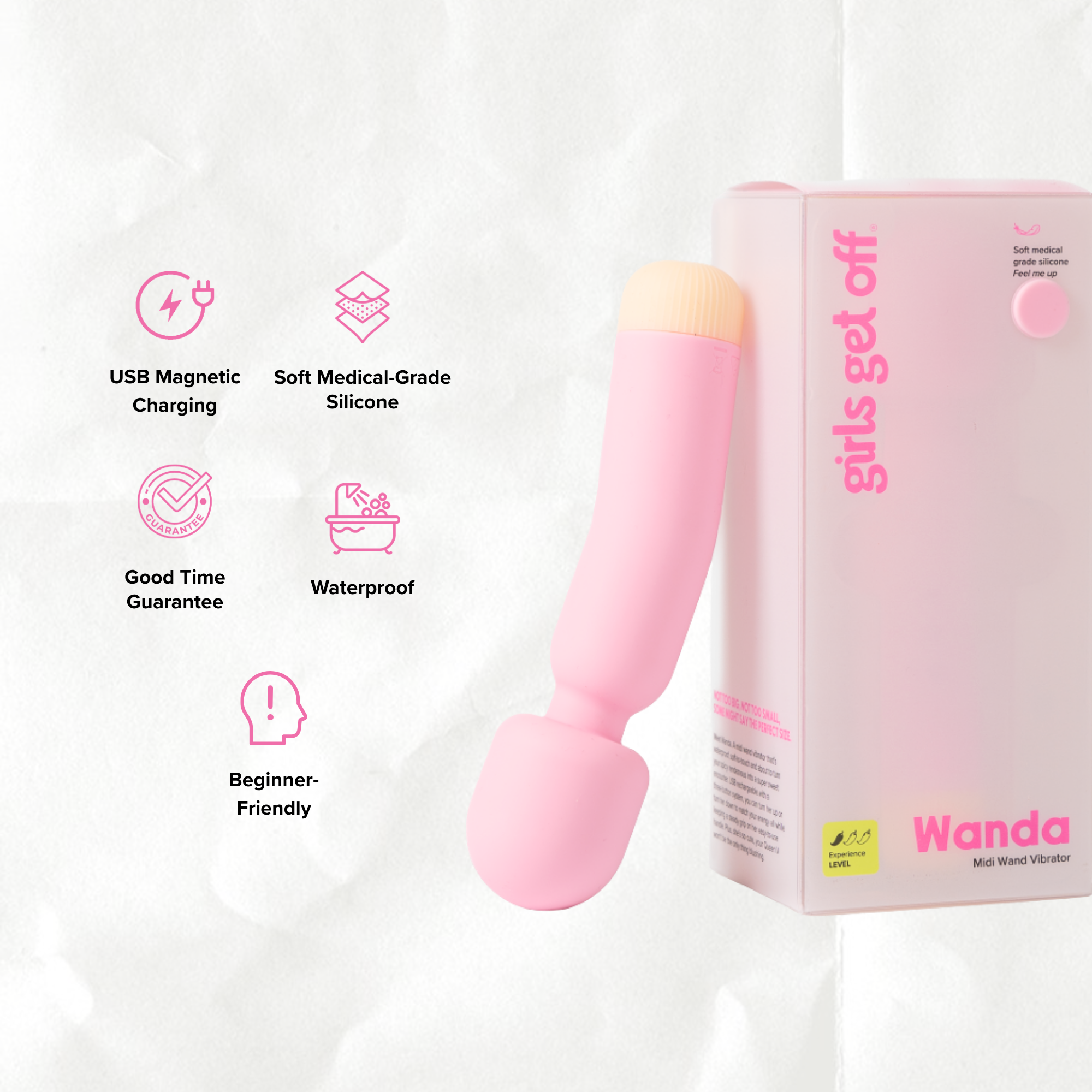 Wand Vibrator | Wanda Pink USB-Rechargeable Massager | Girls Get Off Wand Vibrator | Wanda Pink USB-Rechargeable Massager | Girls Get Off