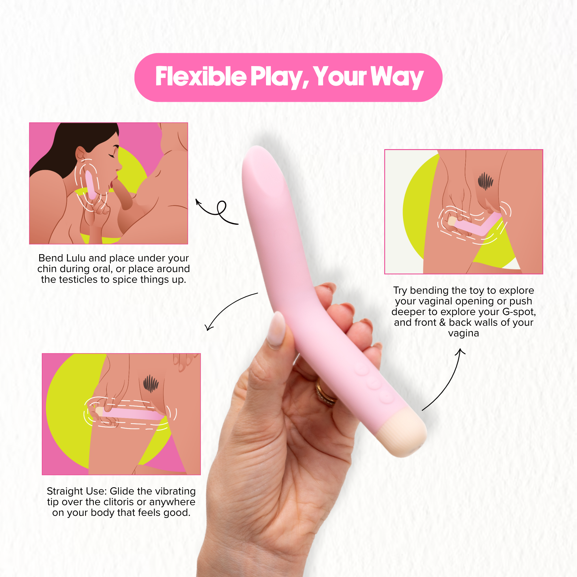Bullet Vibrator | Lulu Long Bendable Pink Vibe | Girls Get Off Bullet Vibrator | Lulu Long Bendable Pink Vibe | Girls Get Off