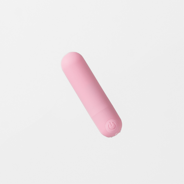 pink pocket bullet vibrator on a white background