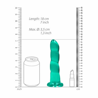 Suction Cup Dildo - 7 in - REALROCK, turquoise