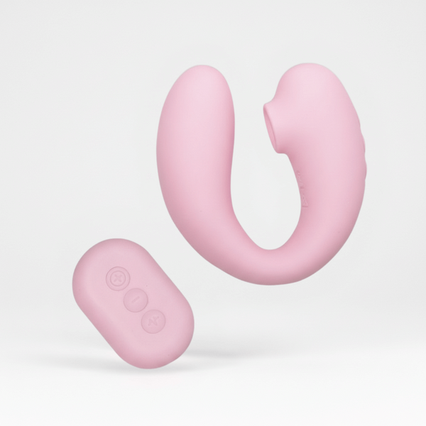 Tiff clitoral and g-spot vibrator with remote control on a white background